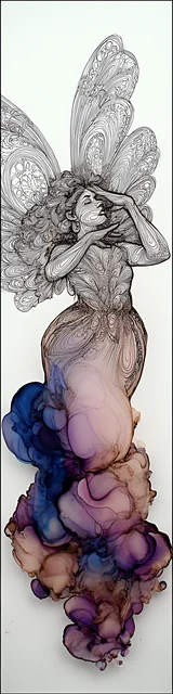 Free abstract angel art bookmark featuring a jewel toned dress bottom abstract angel